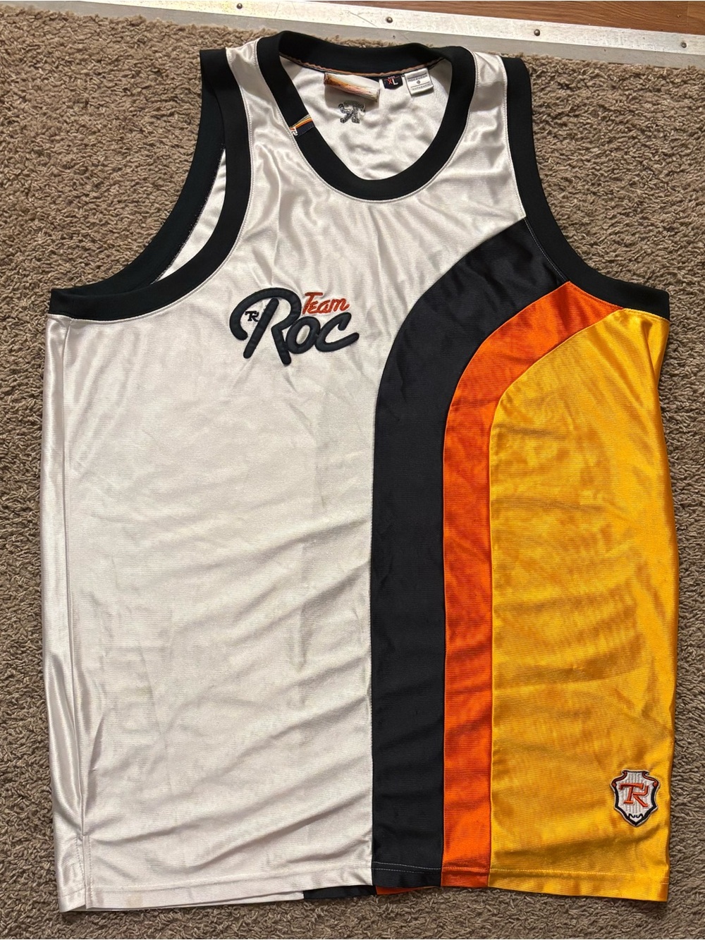 Rocawear Team Roc Men’s XL White Basketball’s Jersey Colorful Panels Vintage